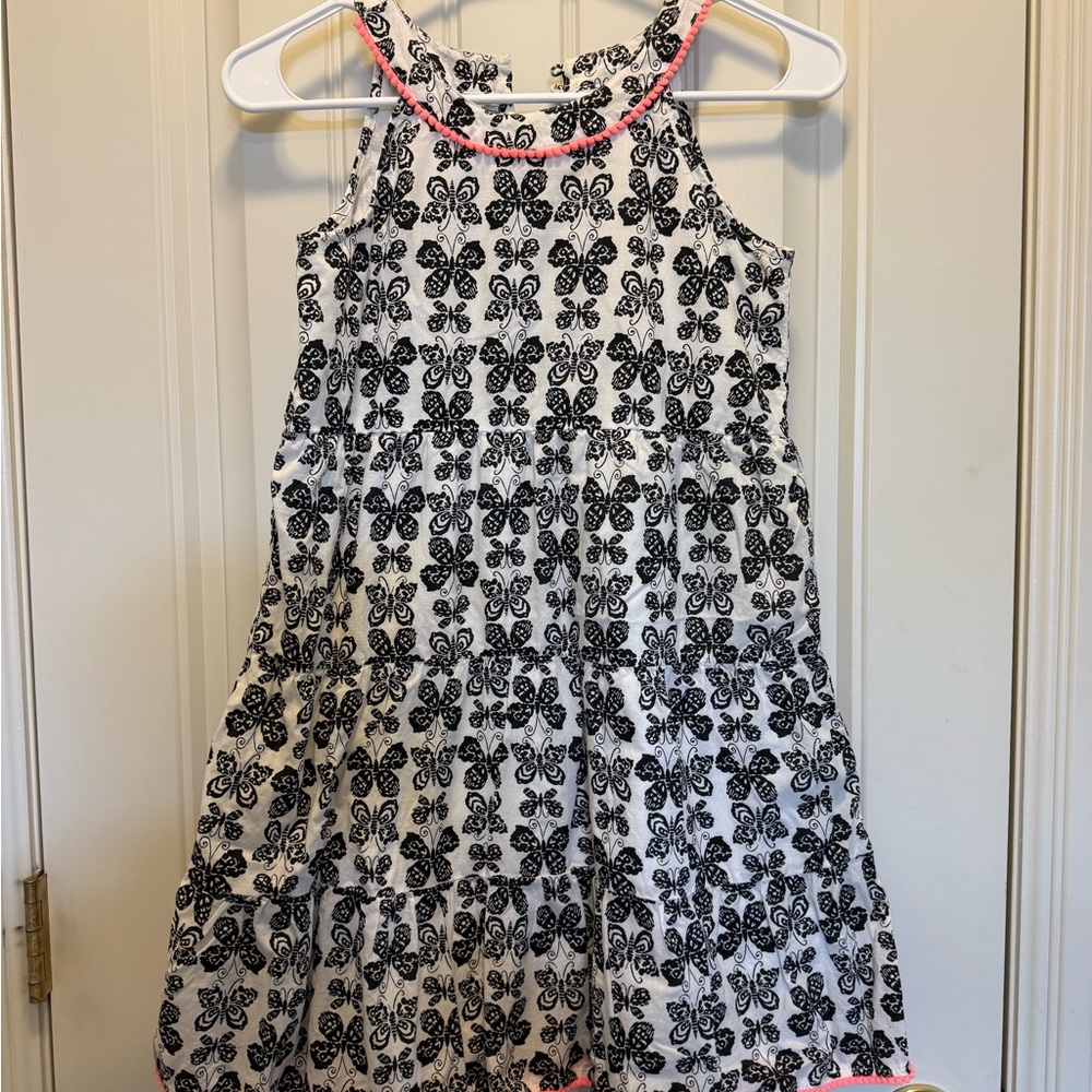 Place Black and White Butterfly Print Kids Dress